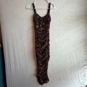 Banana Republic Ruched Mesh Midi Dress in Floral Print
